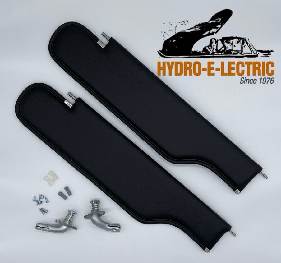 Sun Visors, Black Vinyl & Bracket Set, 1968-1972 Chevelle & Malibu Convertible