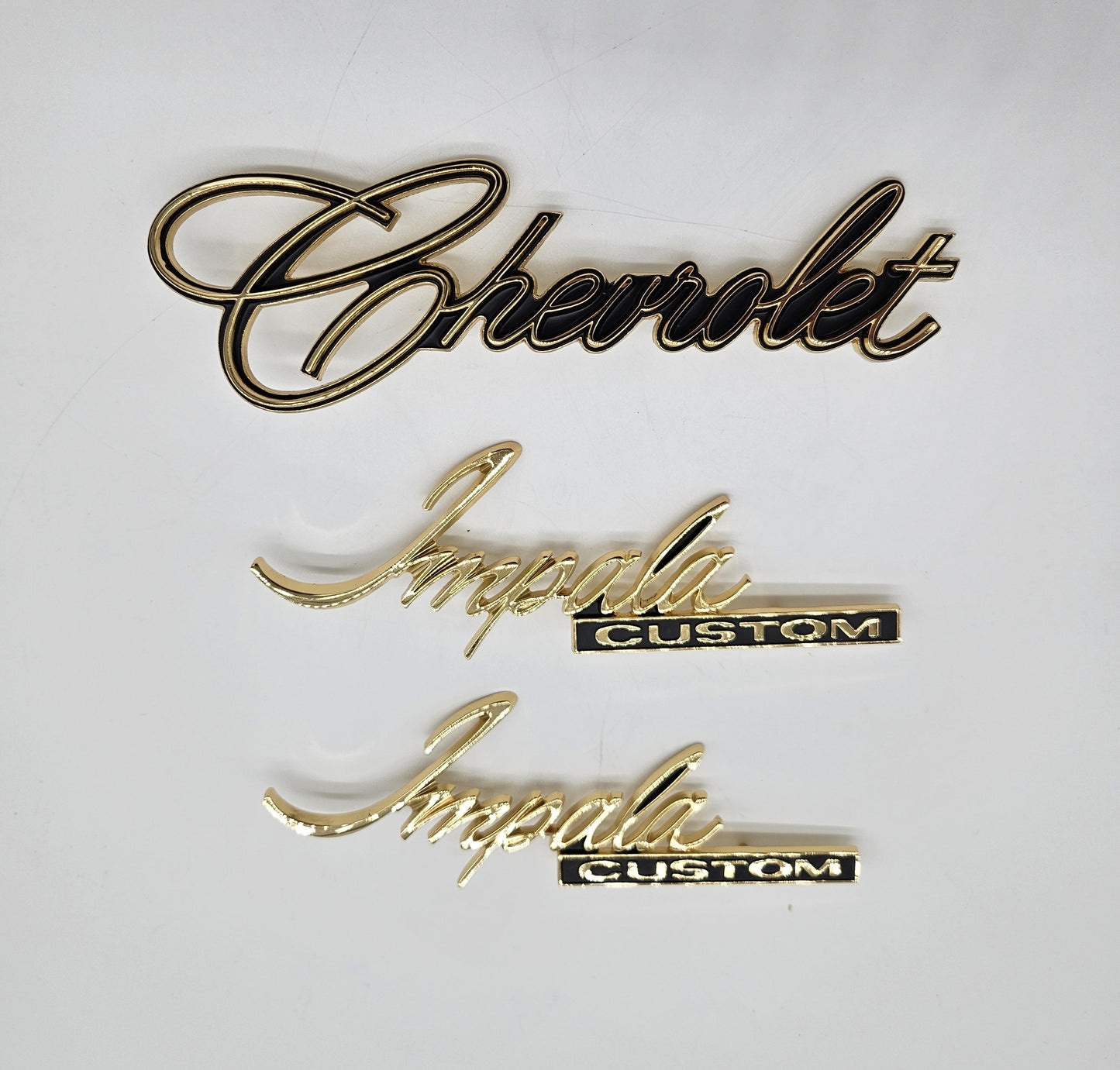 Quarter Panel & Trunk Emblems, Gold 1971-1976 Chevrolet Impala Custom