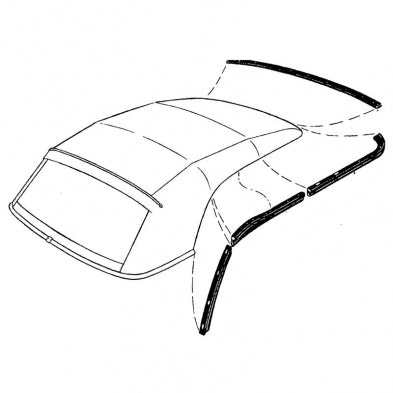 Convertible Roof Rail Weather Strip Set for Top Frame, 1957-1958 Ford Galaxie & 1958 Edsel Pacer