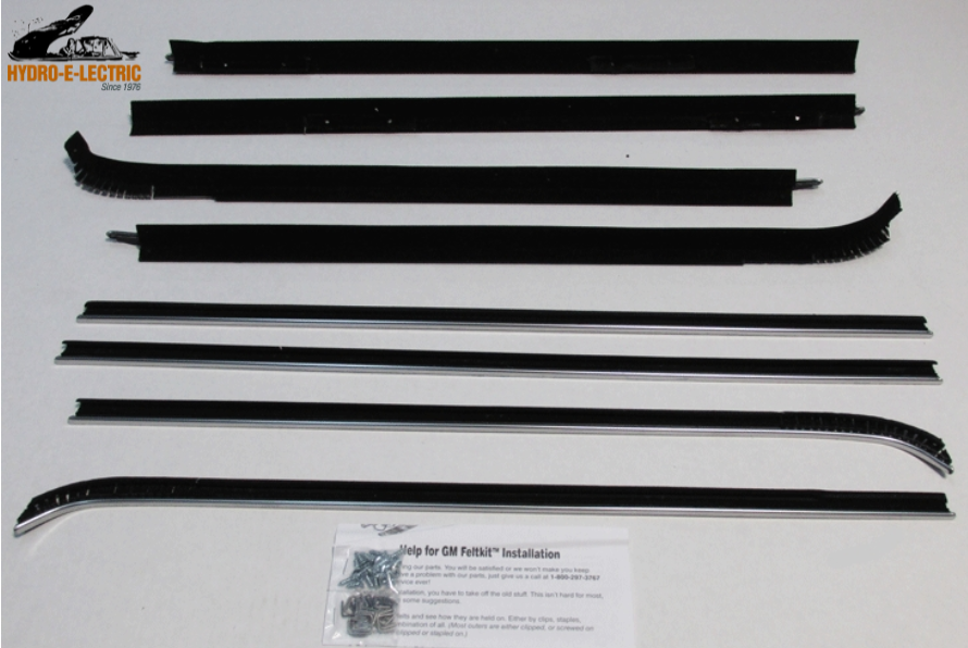 Beltline Weather Strip Felt 8 Piece Kit, 1971-1974 Chevrolet Impala 4 Door Sedan