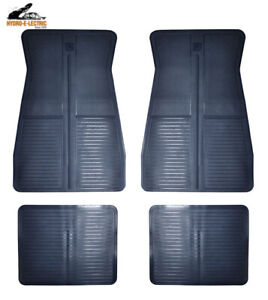 Floor Mats, Dark Blue Rubber, Set of 4 - Fits many 1973-1988 GM cars