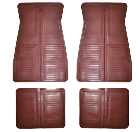Floor Mats, Maroon Rubber, Set of 4 - Fits many 1973-1988 GM cars
