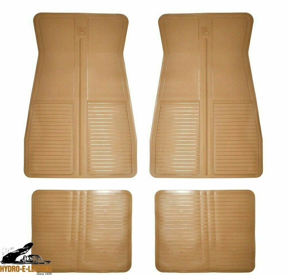 Floor Mats, Tan Rubber, Set of 4 - Fits many 1973-1988 GM cars