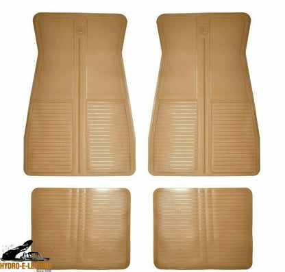 Floor Mats, Tan Rubber, Set of 4 - Fits many 1973-1988 GM cars