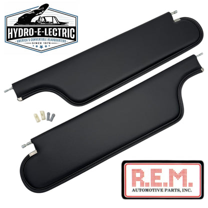 Sun Visors, Black Vinyl - Pair, 1965-1967 GM A Body Convertible