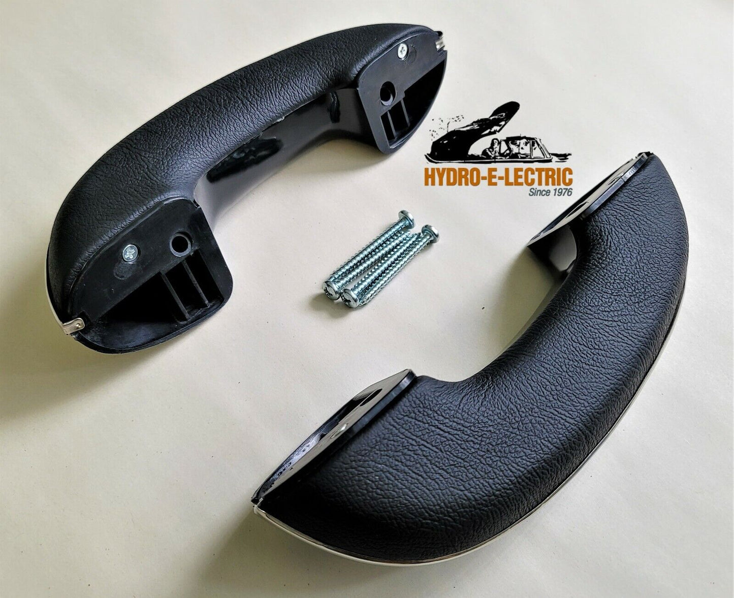 Black Vinyl Upholstered Arm Rests, Pair. Fits 1955-1956 Chevrolet Bel Air