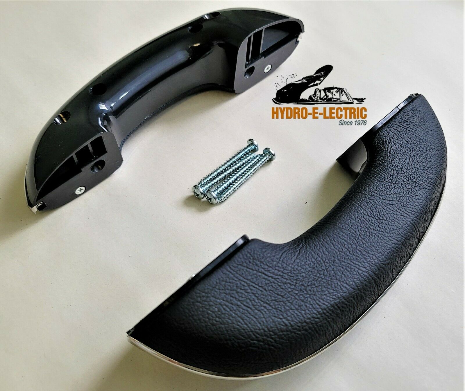 Black Vinyl Upholstered Arm Rests, Pair. Fits 1955-1956 Chevrolet Bel Air