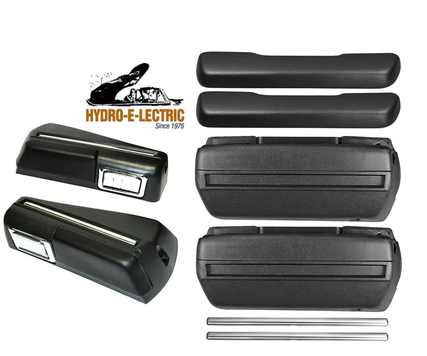 Front & Rear Arm Rest Base, Pad & Trim Set-Black, 1968-1969 Chevelle, Cutlass, GTO