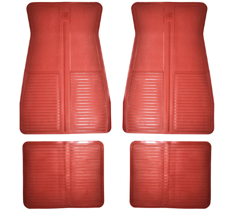 Floor Mats, Red Rubber, Set of 4 - Fits many 1973-1988 GM cars