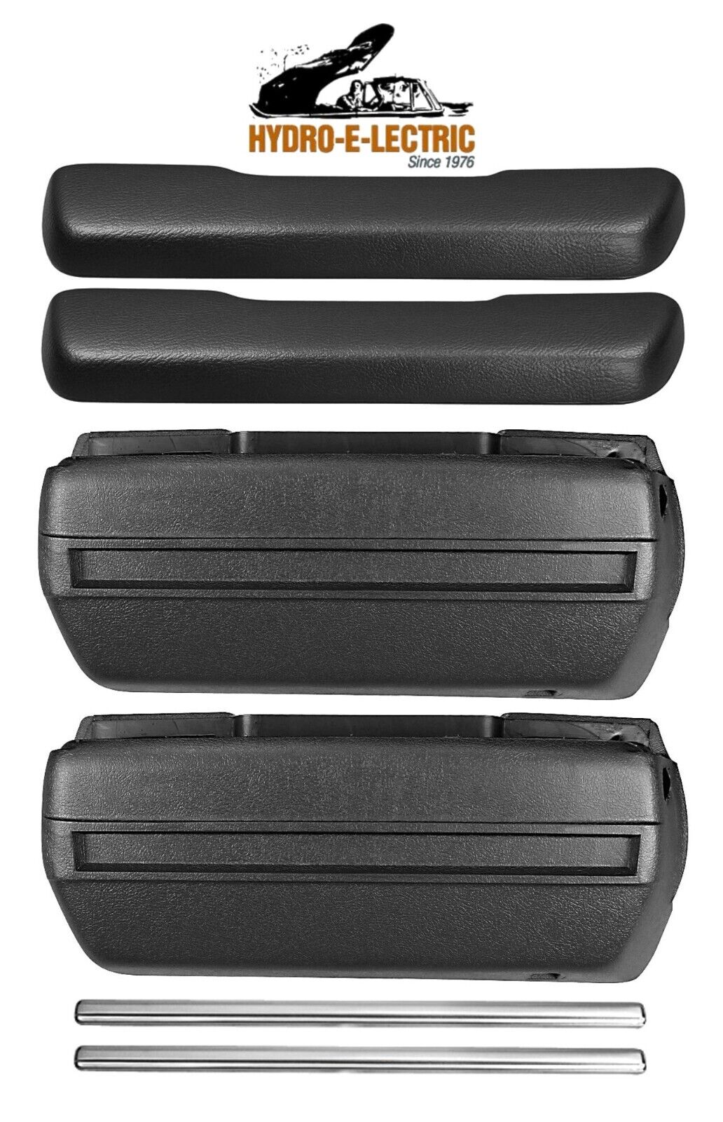 Front Arm Rest Base, Pad & Trim Set - Black