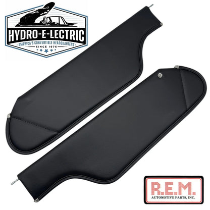 Sun Visors, Black Vinyl, Pair - 1971-1976 Full Size GM Convertible